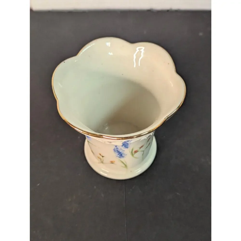 Vintage Lenox Fine Ivory Bone China Garden Flowers Miniature Flared Vase 24k